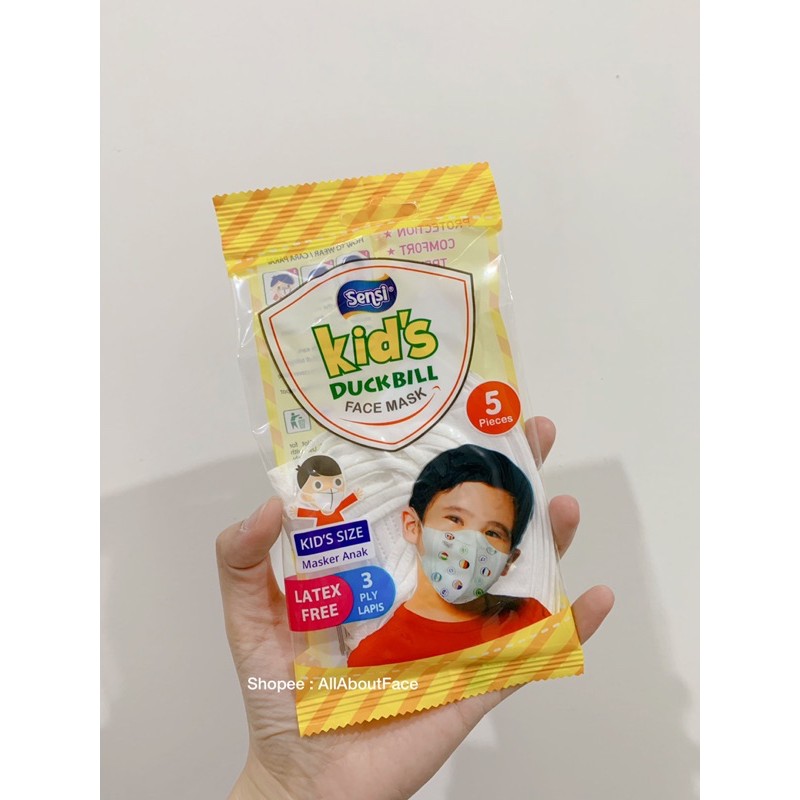 Masker Sensi Kids Duckbill Anak Sachet Isi 5 3Ply-Duck Bill | MASKER SENSI DUCKBILL ANAK SACHET