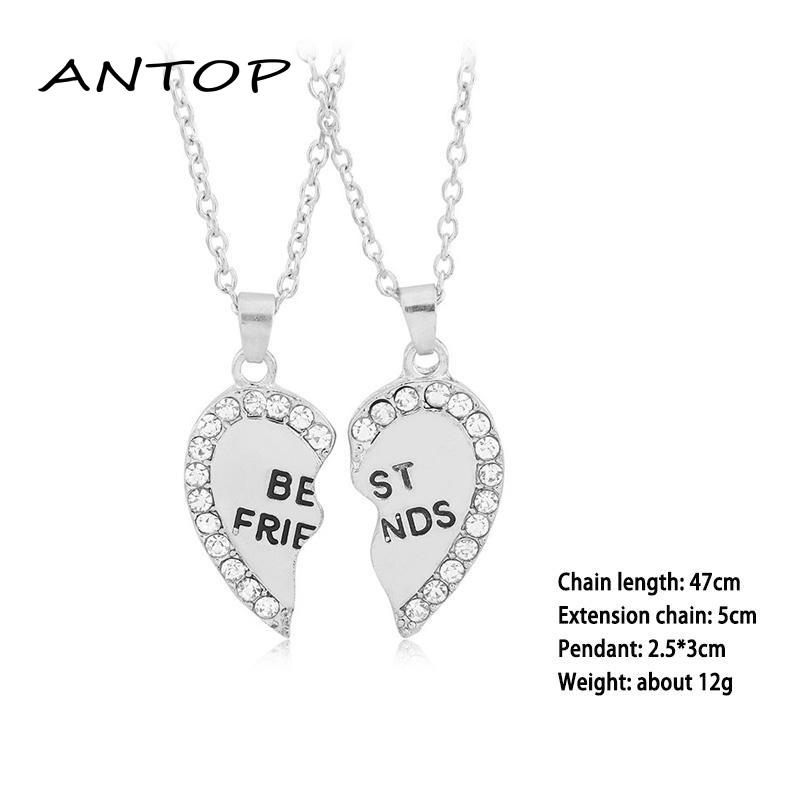 2pcs Kalung Couples Hip-Hop Pasangan/Sahabat Cinta Jahitan Kalung Rantai Klavikula Necklace ANTOP