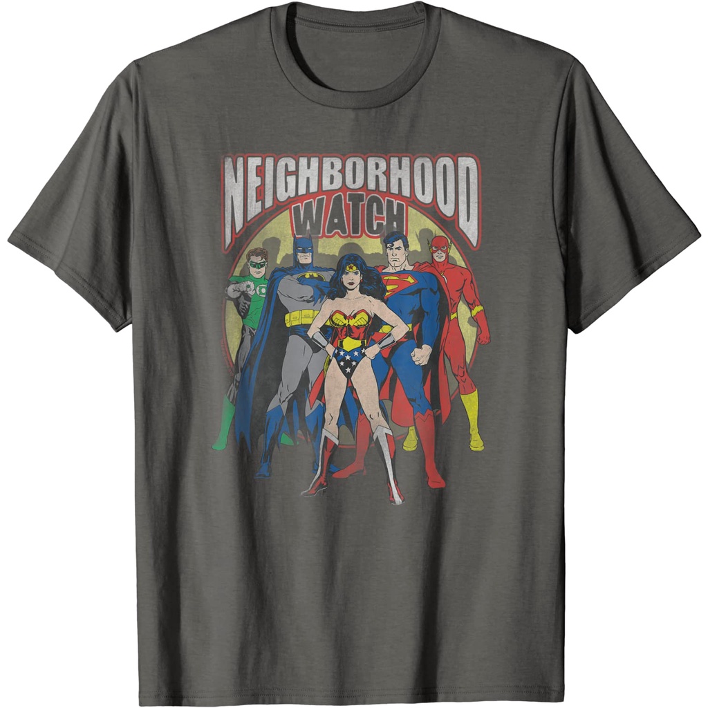 Kaos Justice League Neighborhood Watch T-Shirt – Baju Vintage 90s Retro Pria Wanita Unisex Cotton Co