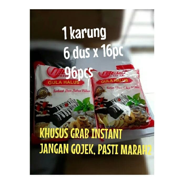 Termurah gula halus mega 1karung 6box * 16pcs khusus GRAB INSTAN NO GOJEK YA Bagus