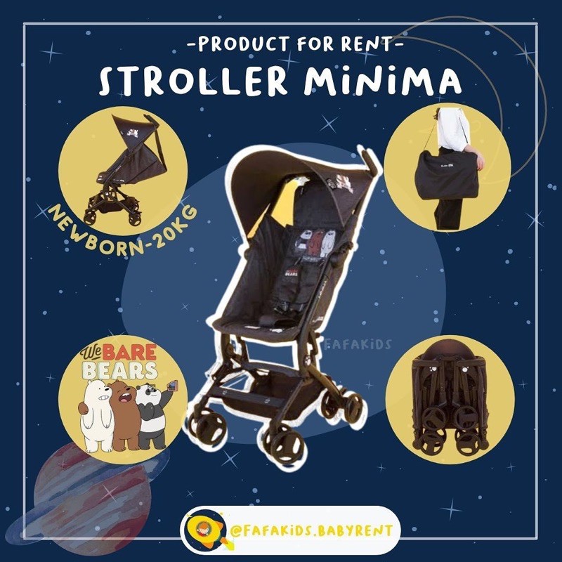 SEWA STROLLER POCKIT CABIN SIZE Kereta Dorong Bayi Cocolatte X We Bare Bears WBB-CL CB 6959 Minima