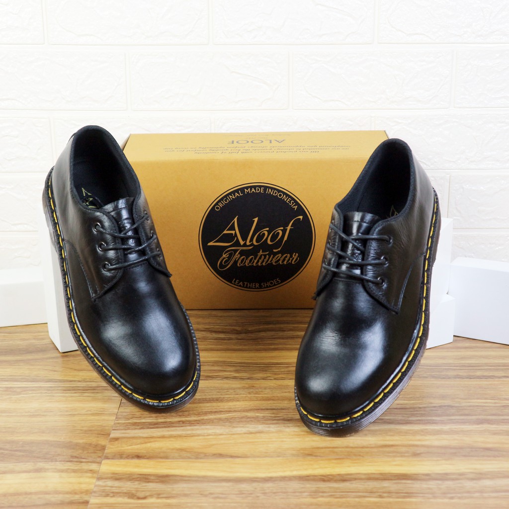 37-45 Aloof Delow - Sepatu Formal Unisex Kulit Asli Model Docmart 3 Hole Pria Wanita-2
