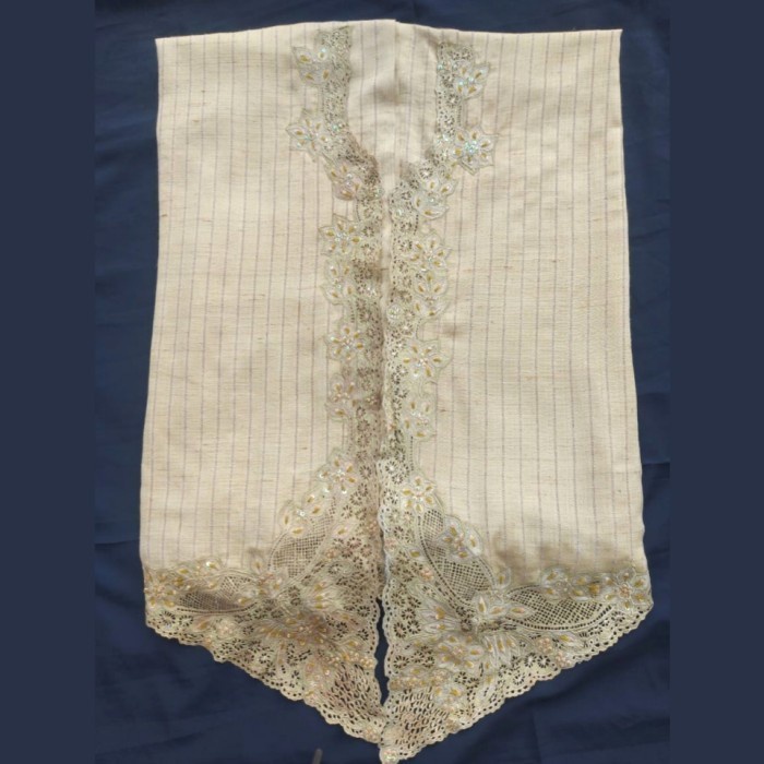 Kain Kebaya Katun Bordir Modern SN45 : Serat Nanas Coklat Muda