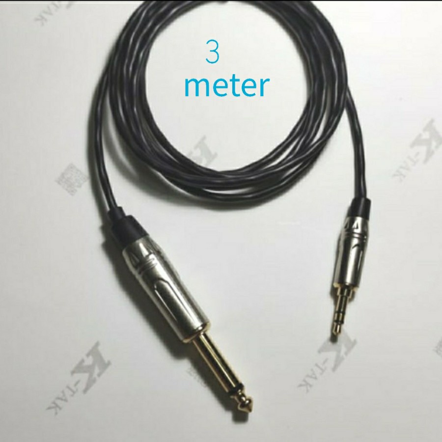 kabel aux stereo 3.5mm ke jek mono 6.5mm dari Hp ke mixer 3METER