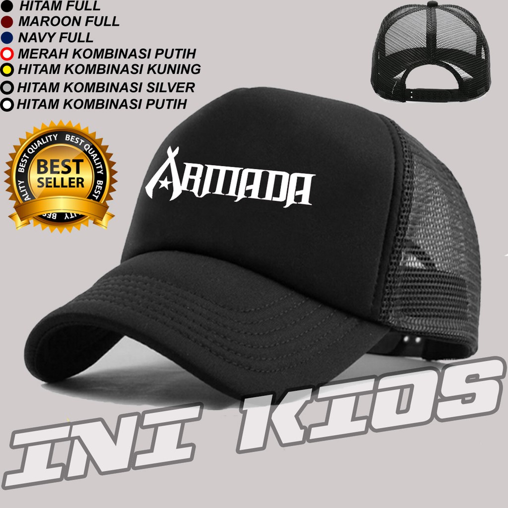 MURAH Topi Trucker Jaring ARMADA BAND Simple Keren Pria Wanita ARMADA