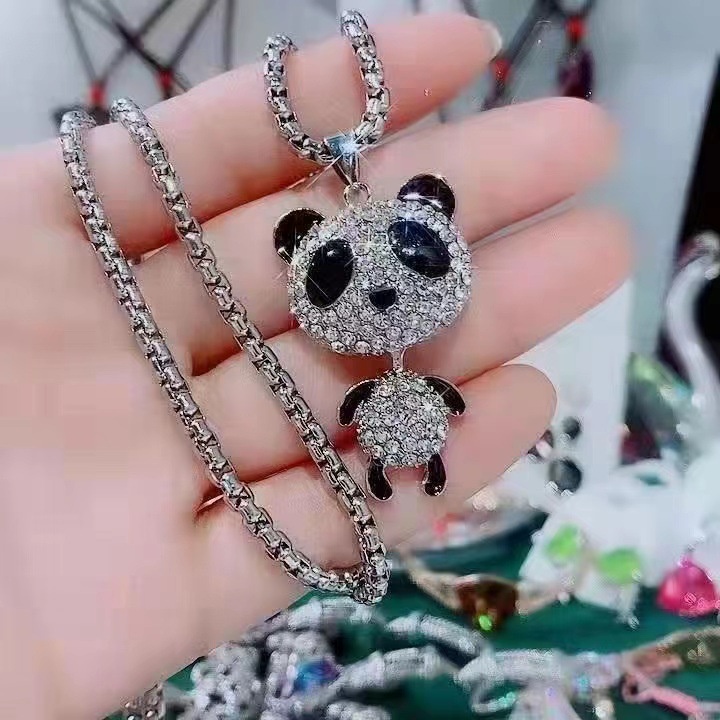 Kualitas Tinggi Stainless Steel Fashion Gaya Sederhana Kalung Wanita Baru Trendi Kecil Yang Lucu Panda Hip Hop Liontin N-22060