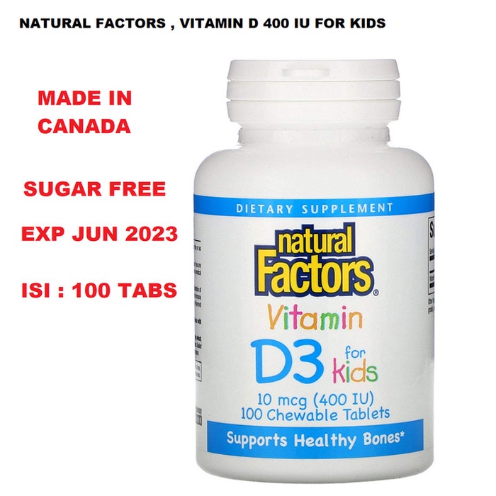 Vitamin D Anak Natural Factors Vit D3 Strawberry 400 Iu Isi 100 Tabs Vit Anak -