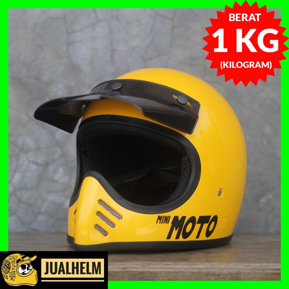 Helm Cakil Mini Moto 3 Enduro Trail Yellow Glossy (Vintage / Retro / Bogo / Klasik / Classic )