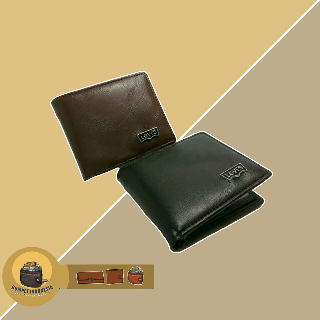Dompet Levis Pria Lipat Pendek Kulit Sintetis | Dompet Lipat Pendek Levis Pria | DOMPET INDONESIA