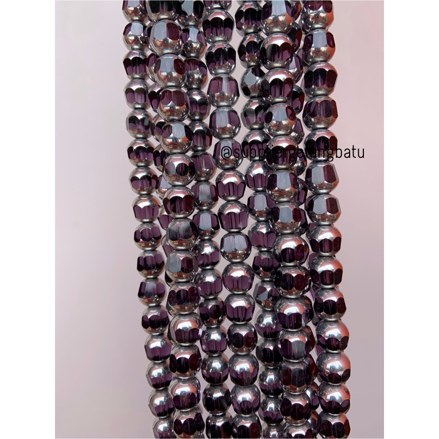 kristal BINGKAI SILVER 10mm ungu purple quartz kuarsa spacer pembatas