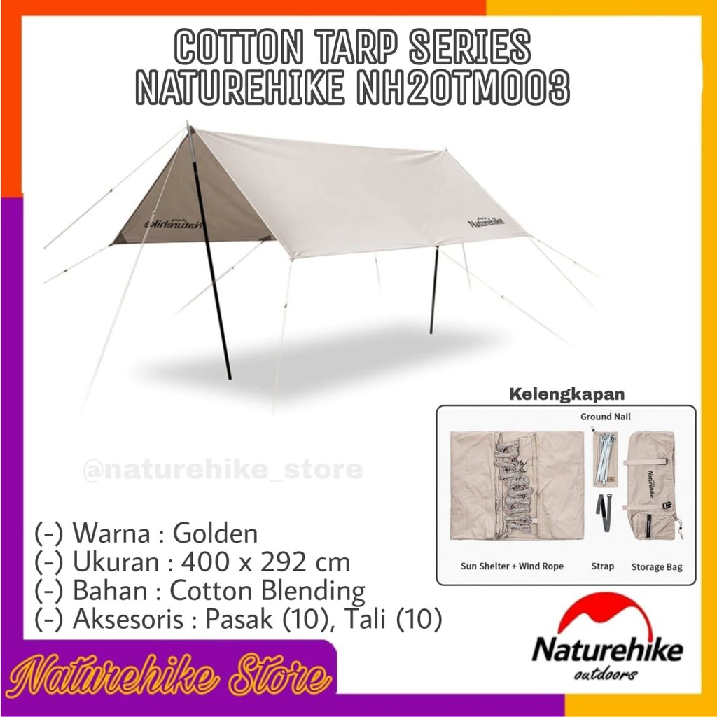 Cotton Tarp Series Flysheet Fly Sheet Shelter Tenda Camping Hiking Gunung Outdoor Naturehike NH20TM0