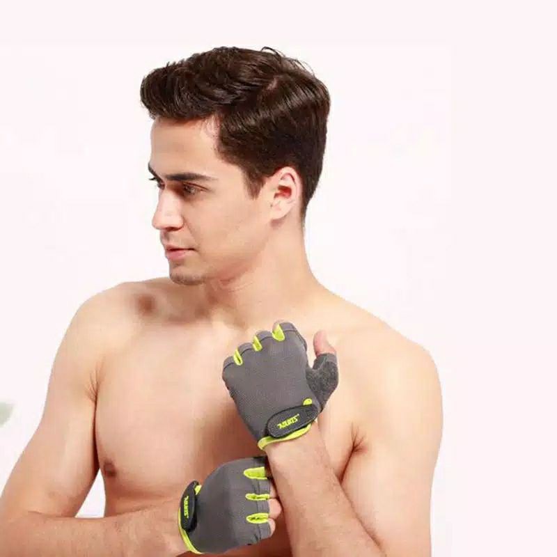 sarung tangan AOLIKES 112 half finger gloves gym fitness padding glove sport lifting weights