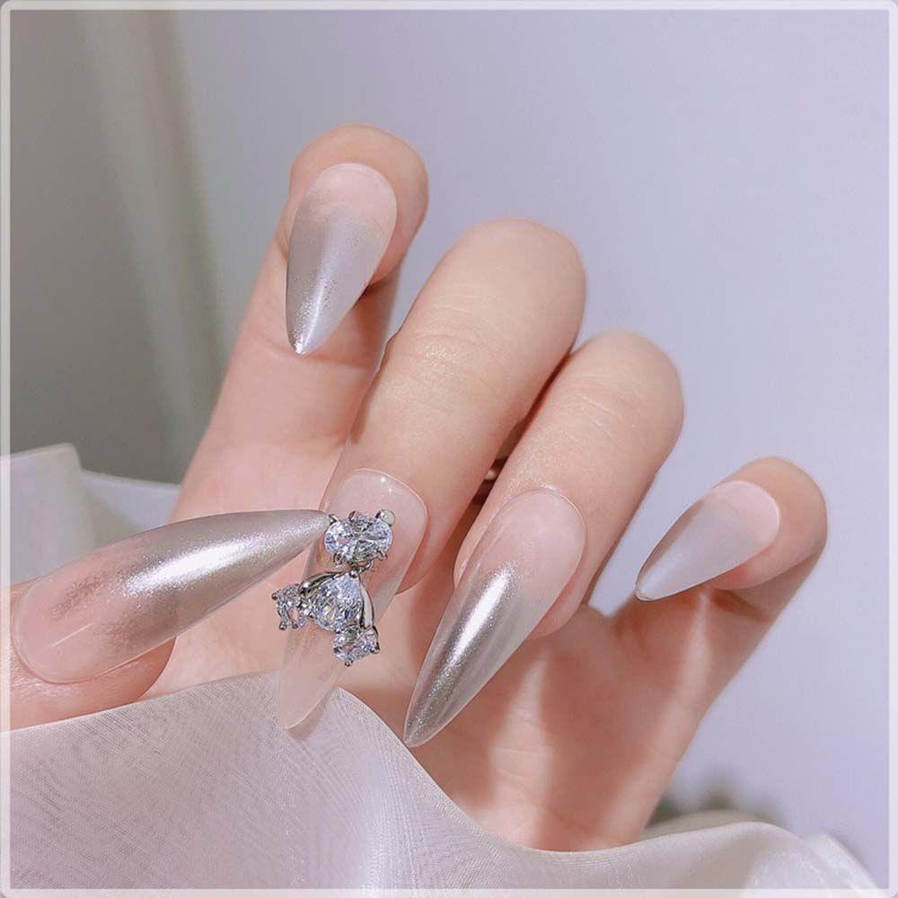 AUGUSTINA Augustina Nail Art Berlian Imitasi Mewah Kepala Bergerak Penuh Berlian Alloy Beruang DIY Dekorasi Kuku