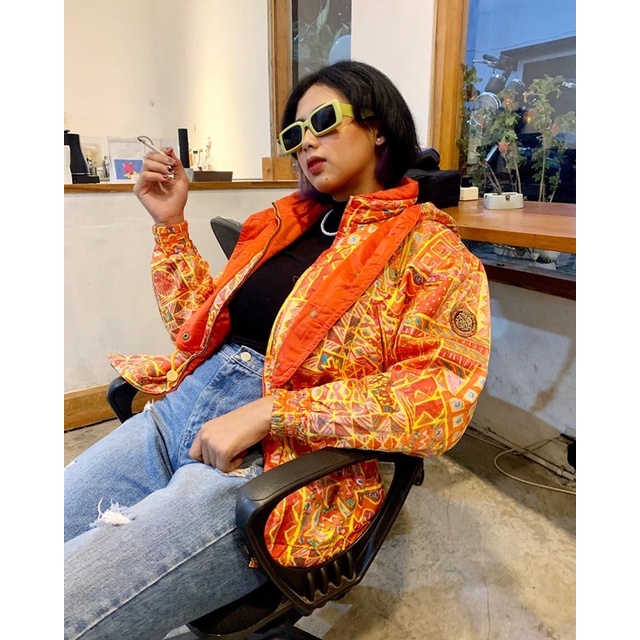 Jaket Second Vintage Bohemian Motif Goldwin Orange