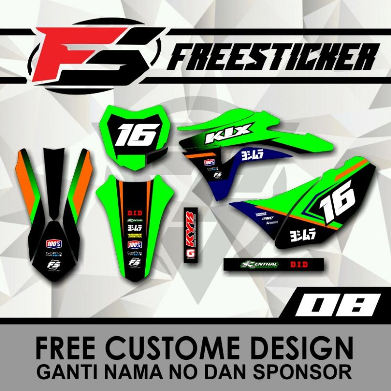 DECAL KLX GORDON GREEN ORANGE