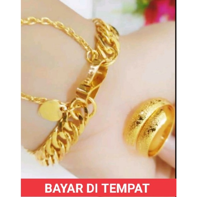 Gelang tangan  rantai free cincin dan gelang nya saja anti karat lapis emas 22 K