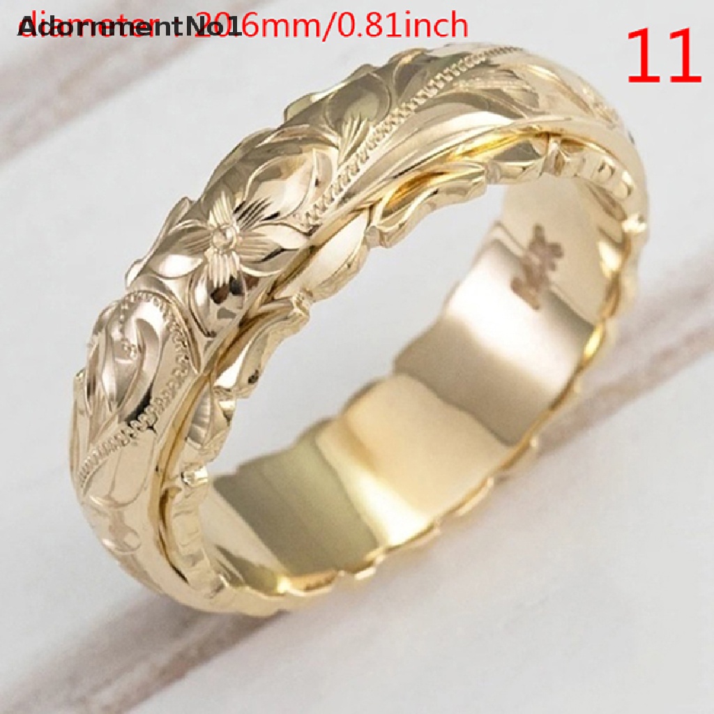 (AdornmentNo1) Cincin Lapis Emas 14k Motif Ukir Bunga Untuk Wanita