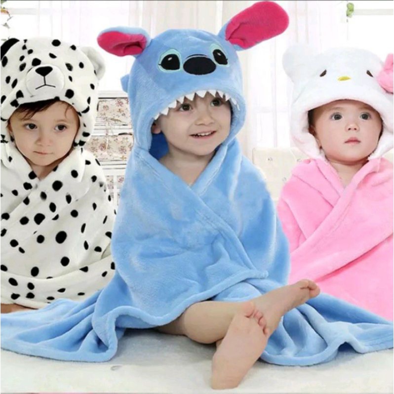 Selimut Bayi Topi Fleece Microfiber Carterlove Jumbo Caracter Animal TOPI Hoodi Blanket Lembut