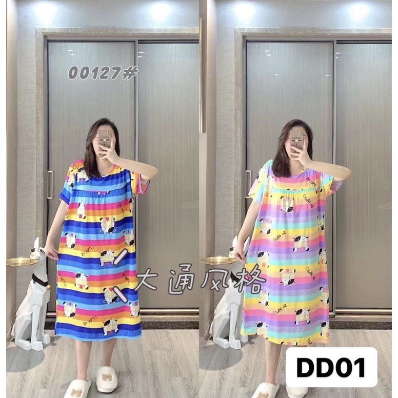 Daster Jumbo / Baju Tidur Import Wanita Motif Kartun Imut Freesize Muat Sampai XXXL kode DD