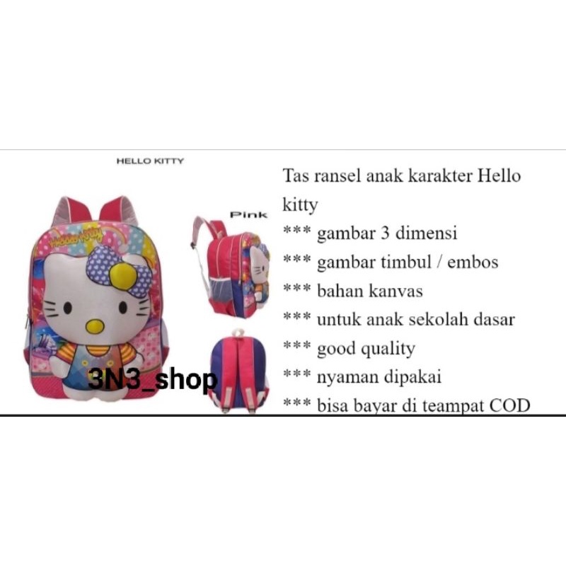 TAS RANSEL ANAK CEWE SD 3D HELLOKITTY/LOL/PONY EMBOS TIMBUL