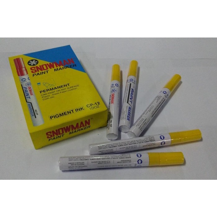 

Spidol Permanent Paint Marker Snowman Kuning Isi 12 Pcs promo