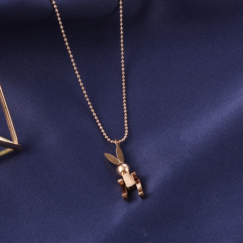Kalung kelinci robot rantai biji ketumbar titanium anti karat