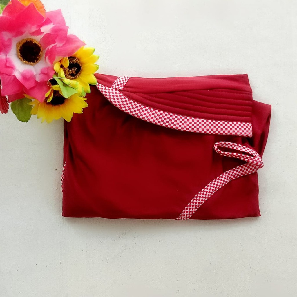 Hijab Instan Jersey Serut Kotak List Inayah Bergo Irene Polos-SRT LIST MARUN