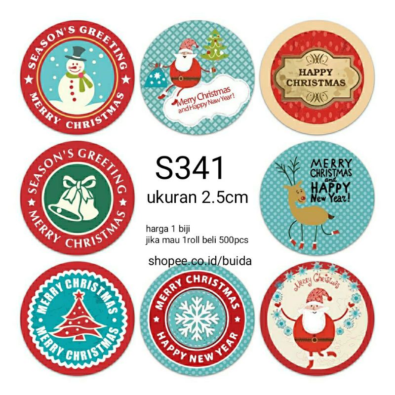 

stiker sticker label selamat natal merry christmas happy new year season's greeting S341 dekorasi kemasan kado hadiah kartu ucapan segel gift box hampers parcel hangtag