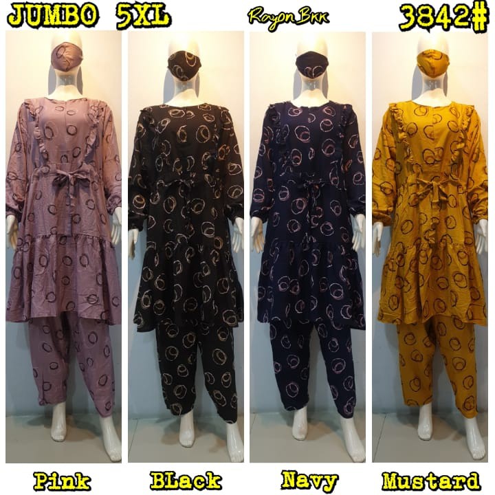 JOSJOLI_STORE/3842 Setcel Rayon/Stelan Rayon Super Jumbo 5XL Free Masker/Busui