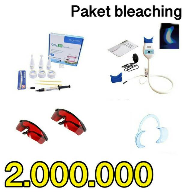 Paket bleaching gigi dr whiten mesin whitening pemutih dental cheek retraktor kacamata merah red