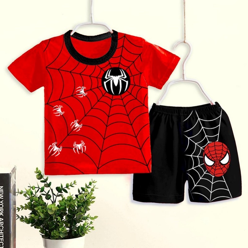 SETELAN SINGLET/TANGAN ANAK KARAKTER SPIDER.MAN/KARAKTER SUPERHERO LABA LABA ALL SIZE 6-12 BULAN