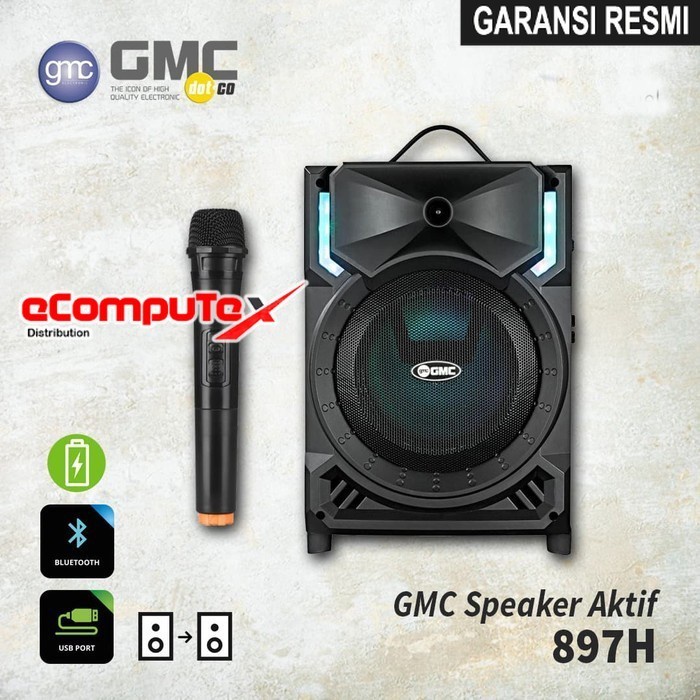 SPEAKER KARAOKE KOPER GMC 897H / 897 H 8 INCH BLUETOOTH MIC - GARANSI RESMI