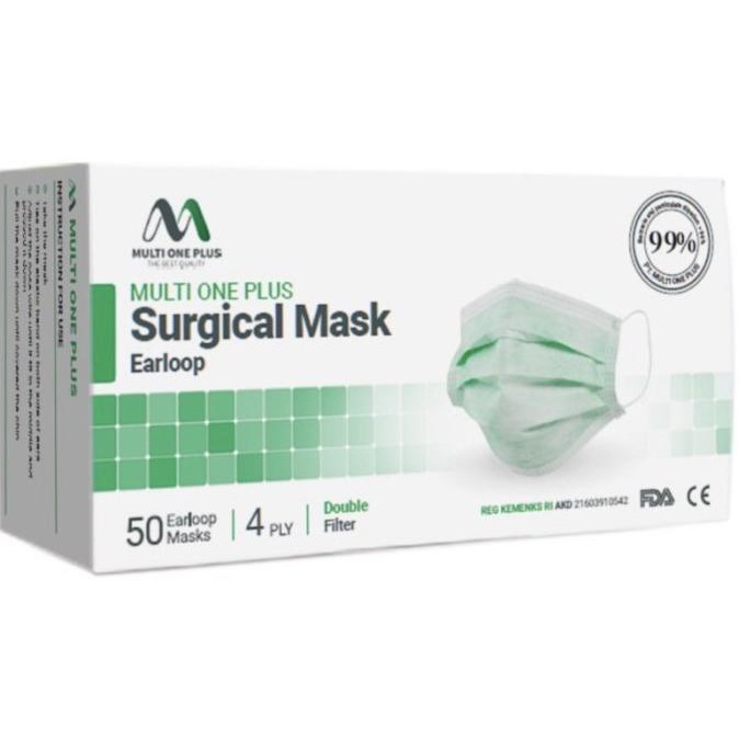 Masker Multi One Plus 4 Ply Earloop Dan Headloop Surgical Mask