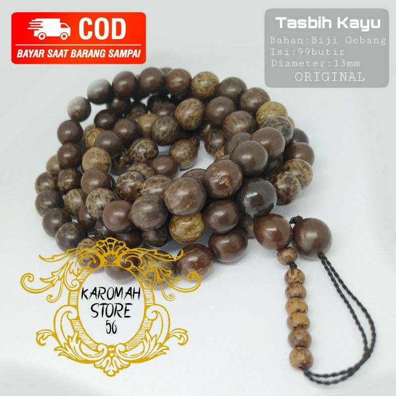 Tasbih Biji Gebang Asli 99 Butir 12MM-Tasbih Biji Poco