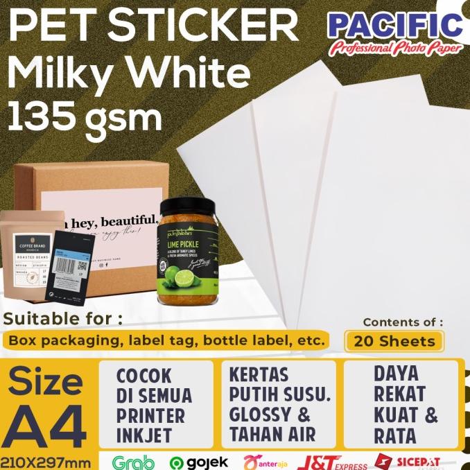 

(BISA COD) Kertas Stiker Milky White / Sticker Paper Vinyl Inkjet 135 gsm FREE ONGKIR Kode 714