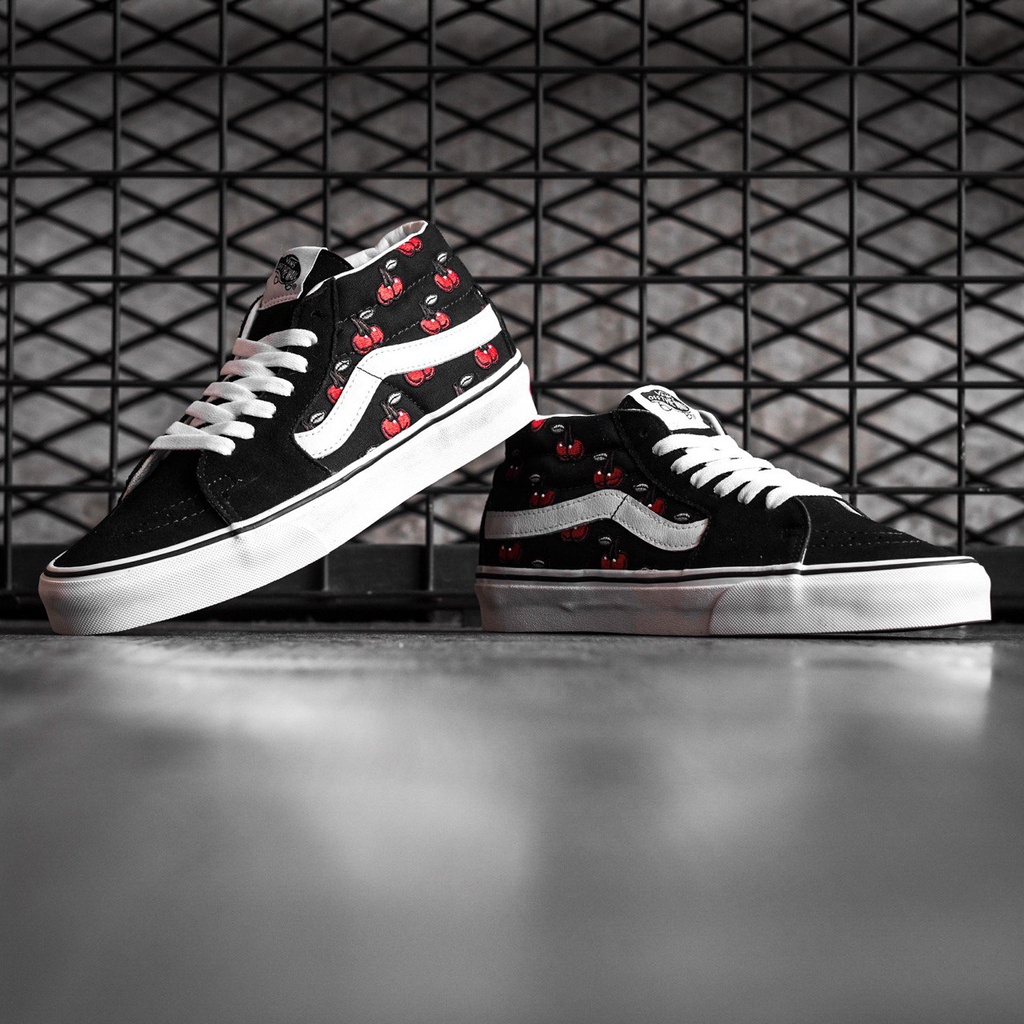 VANS SK8-MID CHERRIES BLACK/WHITE ORIGINAL 100%