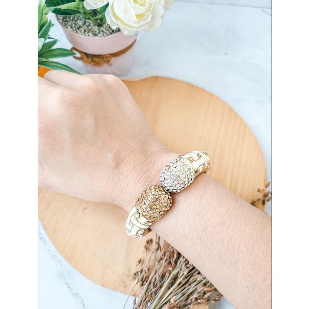 Gelang gold white rhinestone