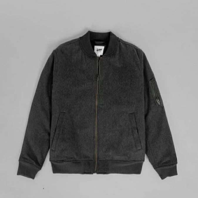 Jaket bomber Gap Mens Wool Vintage Bomber Grey