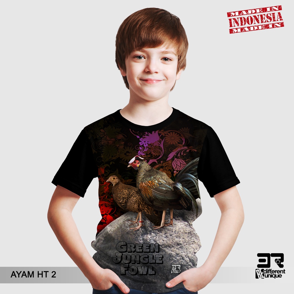 [ COD / BAYAR DI TEMPAT ] KAOS DISTRO PRINTING ANAK ANAK GAMBAR HEWAN AYAM HUTAN 2