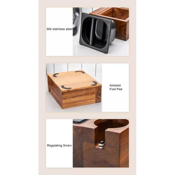 knock box wooden set coffee filter holder tamper macaron / barista distribution tools set box