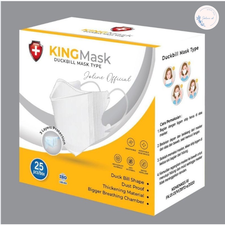 Masker Duckbill King Mask Motif Garis Penutup Hidung isi 25 pcs Box sudah Izin Kemenkes / Duckbill KingMask 3PLY 1BOX 25PCS