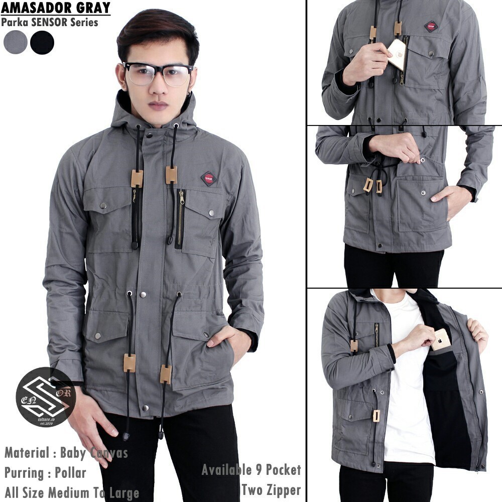  PARKA  COWOK PRIA THE BOJIEL MAROON NAVY HITAM MOCA ABU 