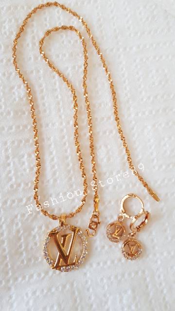 Kalung set anting Xuping / kalung set anting Xuping LV import lapis emas 18k