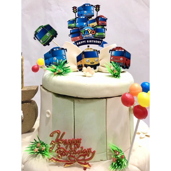 topper kue tart hiasan karakter tayo / tayo the litte bus
