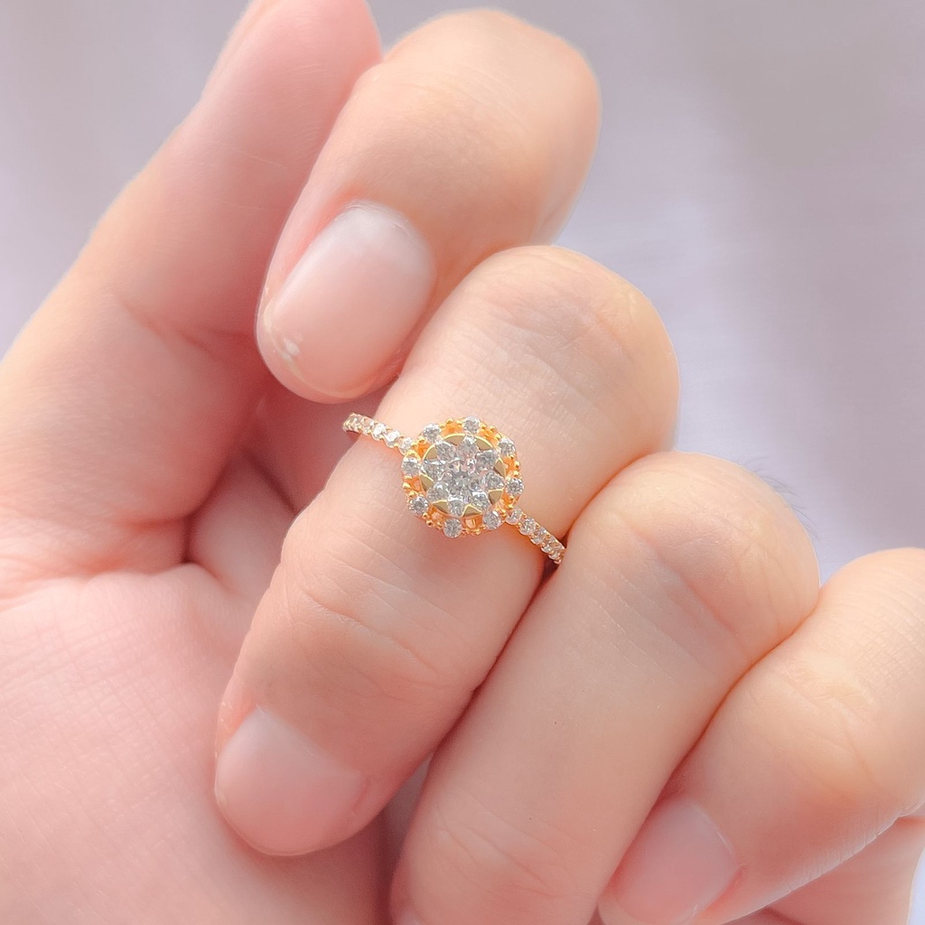 Cincin anak dan dewasa emas asli kadar 700 70% 16k mewah permata timbul bintang solitare star 8 model mall propose