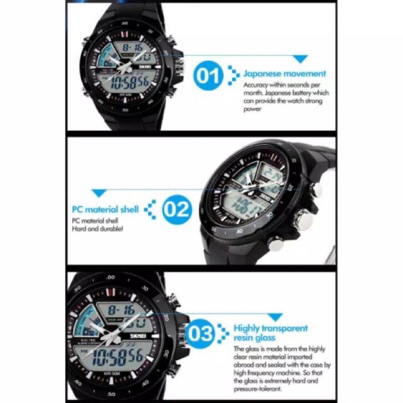 SKMEI 1016 Original Jam Tangan Pria Analog Digital LED Multifungsi Waterproof Sports Men Watch