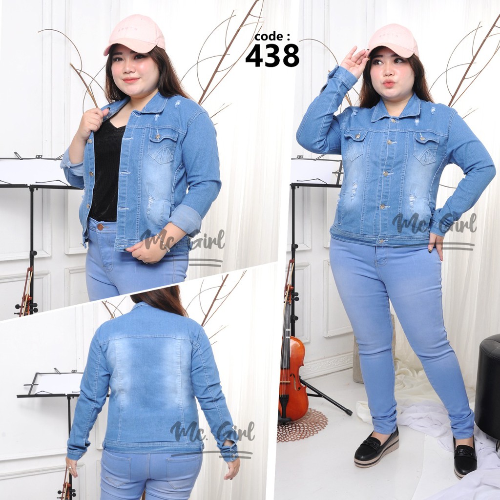 MC girl - Jaket Jeans Sobek Wanita / Jacket Denim Ripped Cewe / Jaket Lepis Koyak Cewek