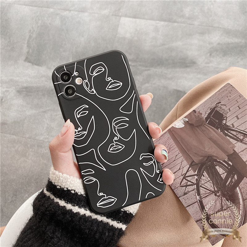 IPHONE Kompatibel Untuk Iphone11 13 14 12 Pro Max 7Plus XR 6 7 8 6S Plus X XS Max SE 2020 Fashion Art Abstrak Geometris Tepi Lurus Lembut Tpu Phone Case