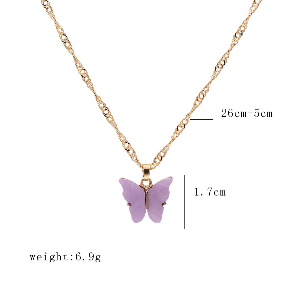 LRC Kalung Wanita Fashion Necklace Butterfly Resin Alloy Necklace K4359X