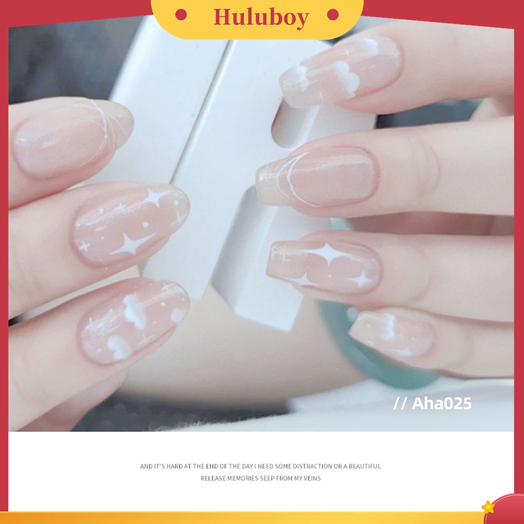 Huluboy Huluboy♡ Stiker Decal Motif Bunga Putih Translucent Bahan Kertas Untuk Manicure Wanita